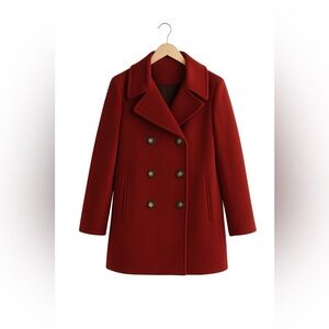 Calvin Klein Women's Double-Breasted Burgundy Pea Coat